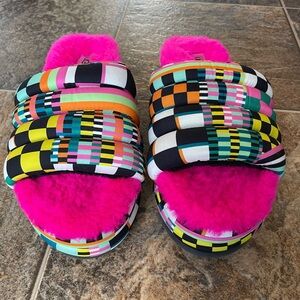 UGG Maxi Checks Slide Sandal- Multicolored/Black, Women’s Size 8